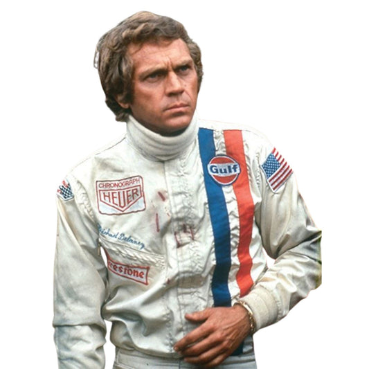 Michael Delaney F1 The LeMans Movie Race Porsche/Gulf (Steve McQueen) Motorsport Suit Close Up View