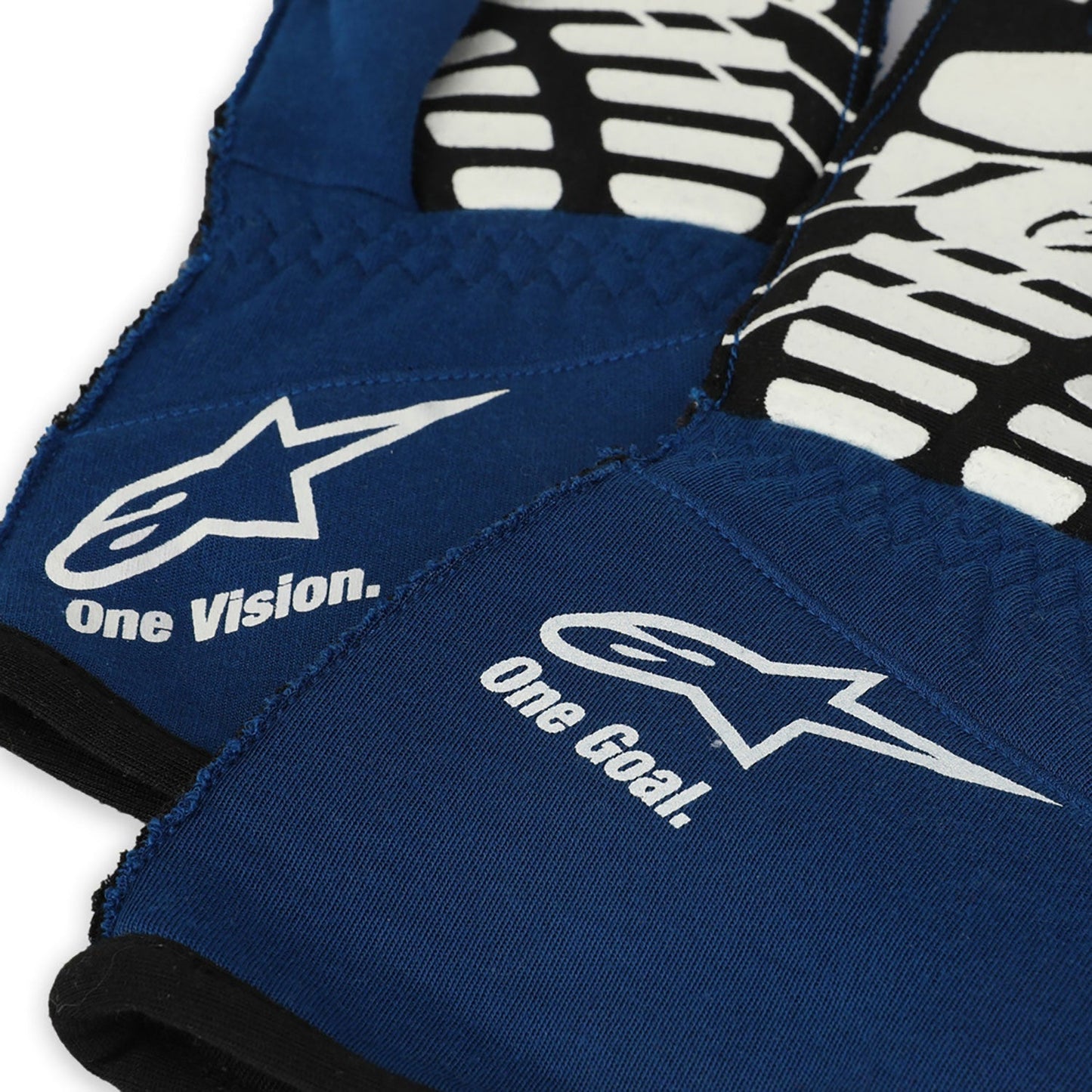Blue Kevin Magnussen 2022 Haas F1 Race Gloves Replica in close-up detail, showing the palm grip pattern used in GP racing conditions