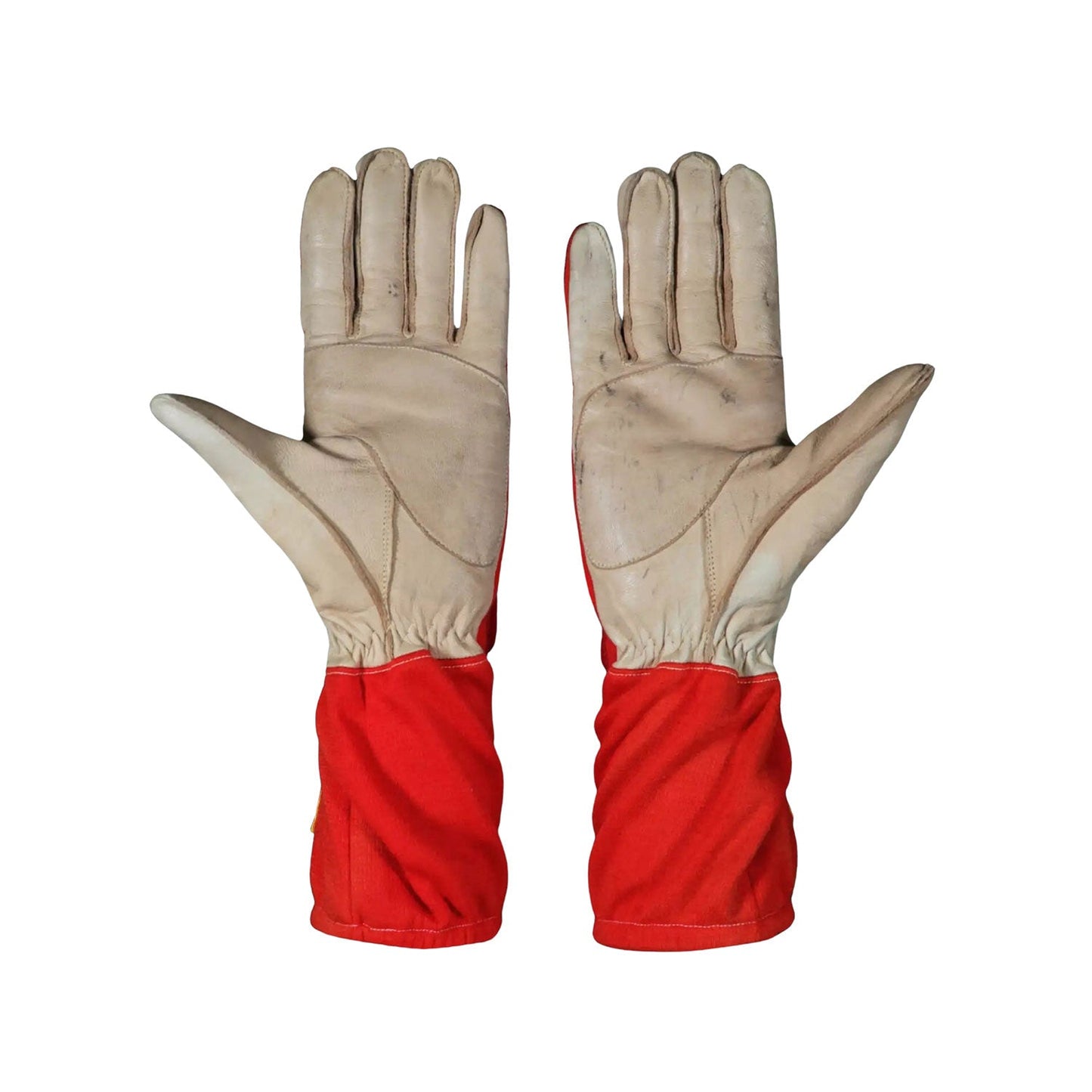 Red Charles Leclerc 2024 Ferrari F1 Race Gloves shown side-on, highlighting the wrist strap and grip texture for grand prix use