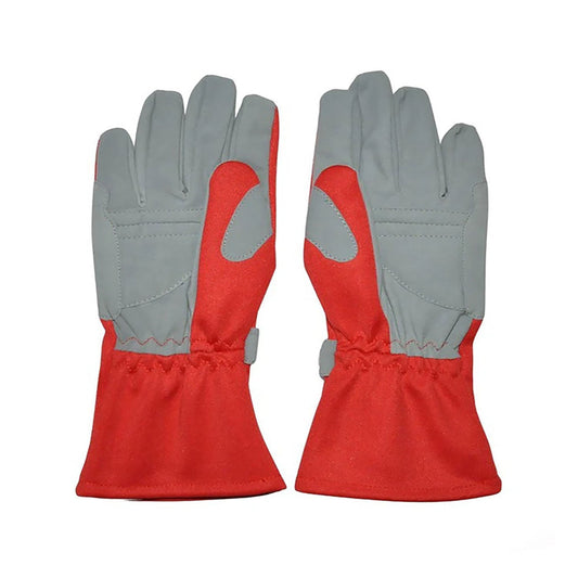 Red Alexander Albon Race Gloves Replica F1 laid flat, front view, showing the full racing design and replica stitching