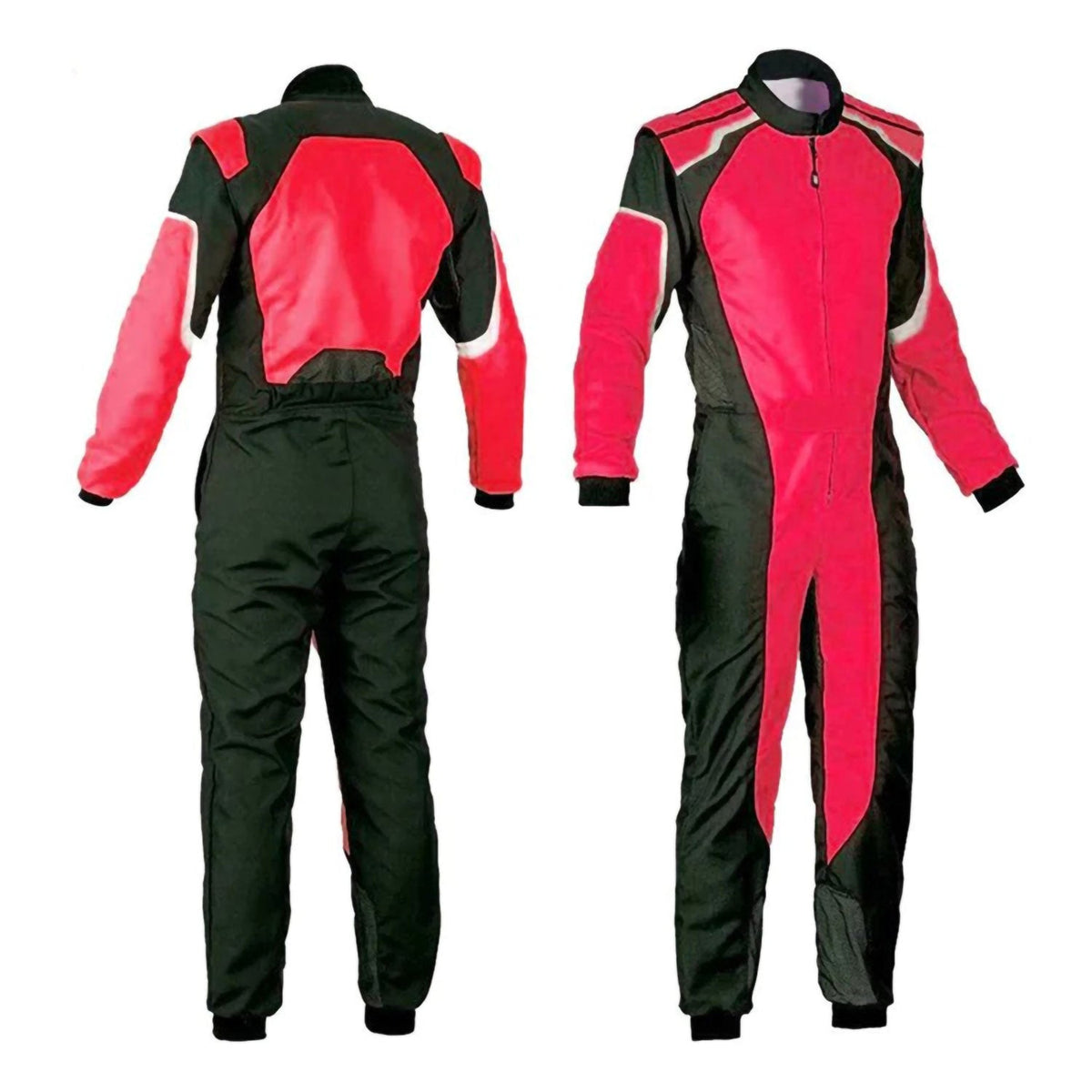 Black & Red Custom Go Kart Race Motorsport Suit Front & Back View
