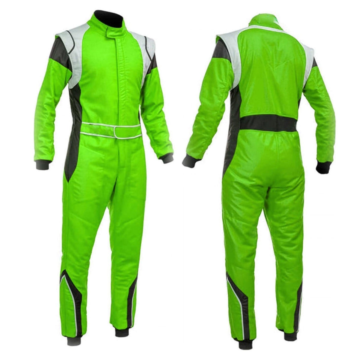 Go Kart Green Racing Track Suit Front & Back View