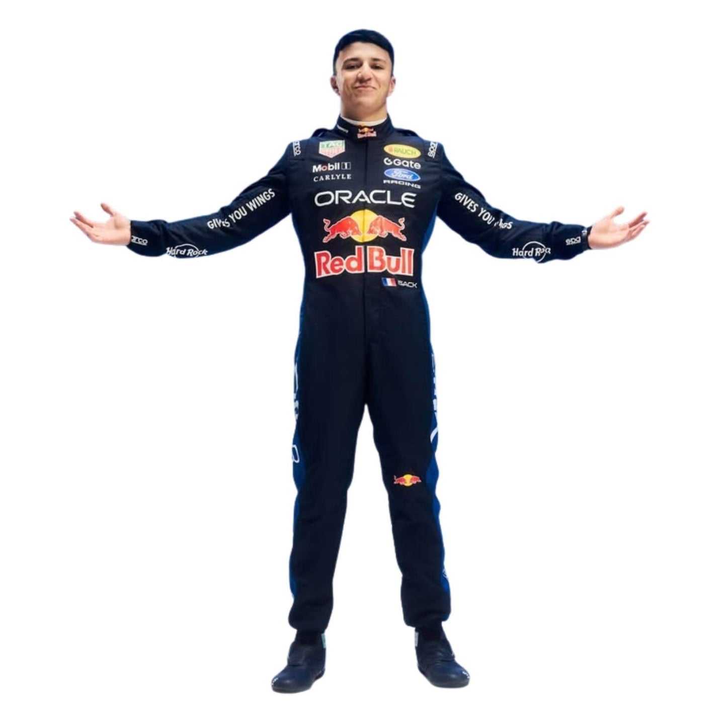 Isack Hadjar F1 Race Red Bull Grand Prix Suit Studio Shot