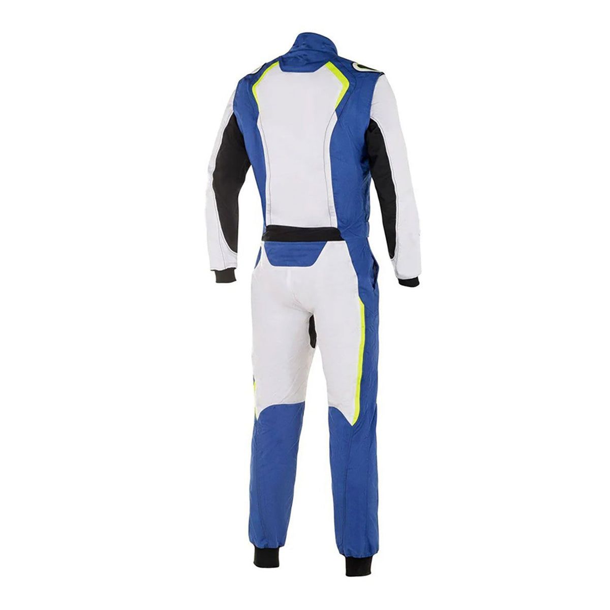 Karting Racing Driver - White, Royal Blue Track Suit Back View