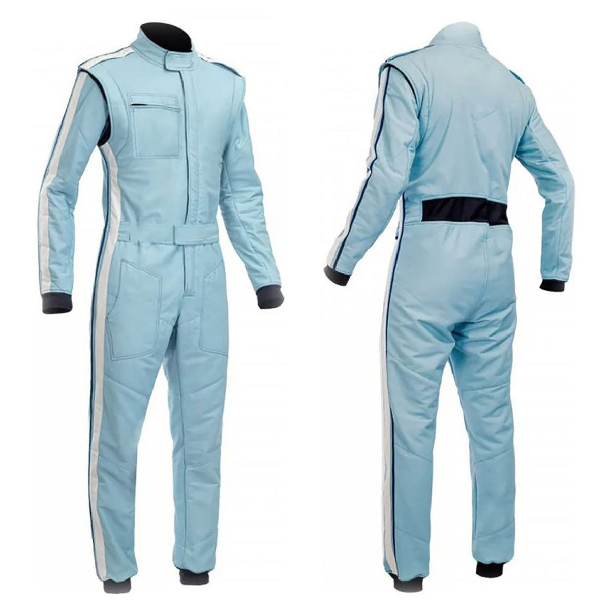 Light Blue Go-Kart Driver Racing Motorsport Suit Front & Back View