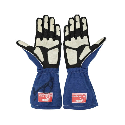 Pair of blue and black Nico Rosberg 2007 Race Gloves Replica F1 Williams with white accents Front View