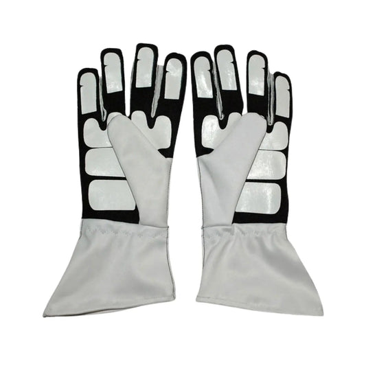 Pair of black and white Nico Rosberg 2016 Race Gloves Replica F1 Mercedes Petronas Front View