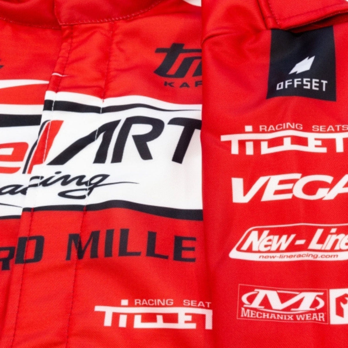 Red Birel Art Go-Kart Race Motorsport Suit Close View