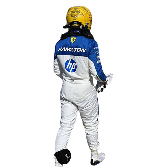 Lewis Hamilton F1 Race Ferrari Miami GP Grand Prix Suit Back View