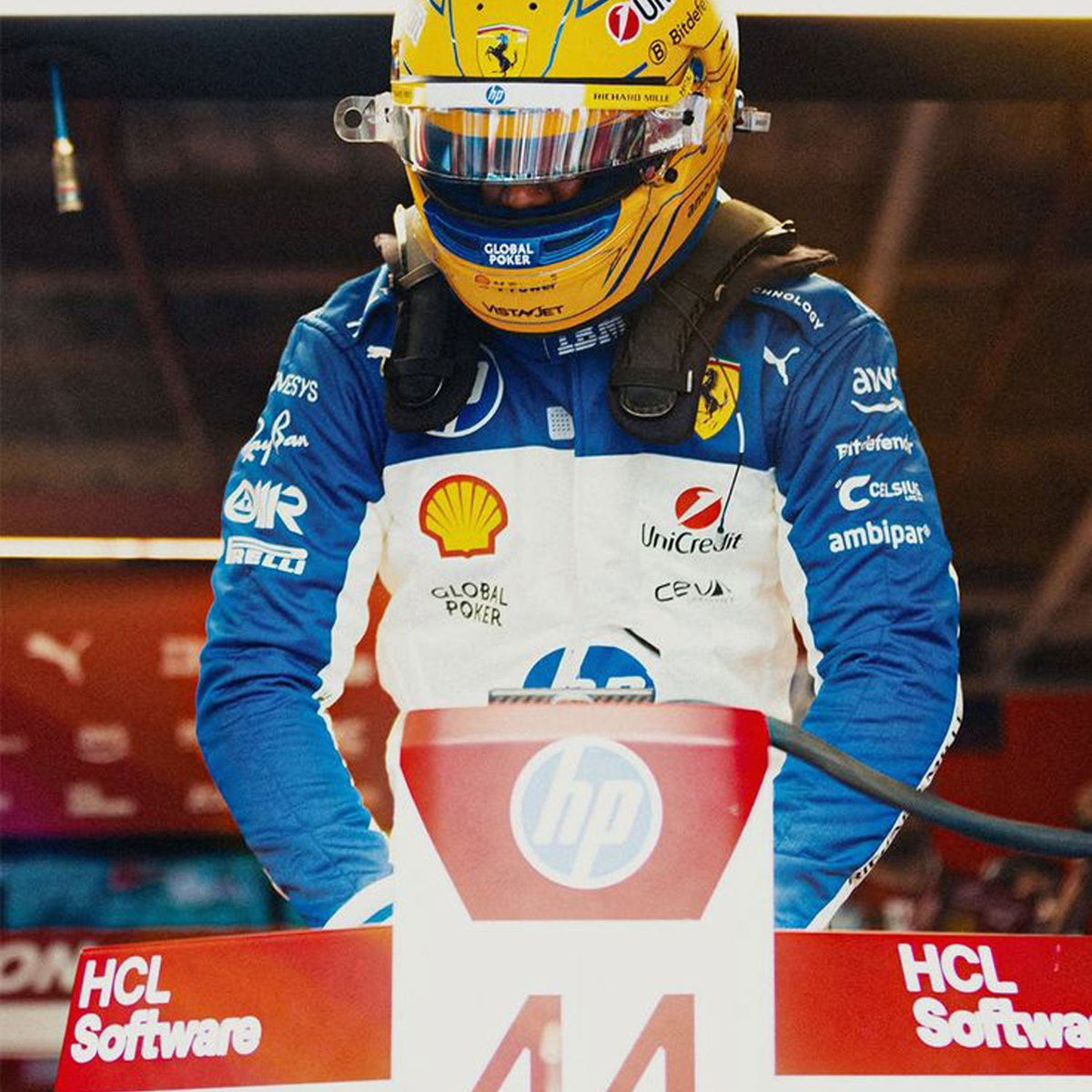 Lewis Hamilton F1 Race Ferrari Miami GP Grand Prix Suit Close View