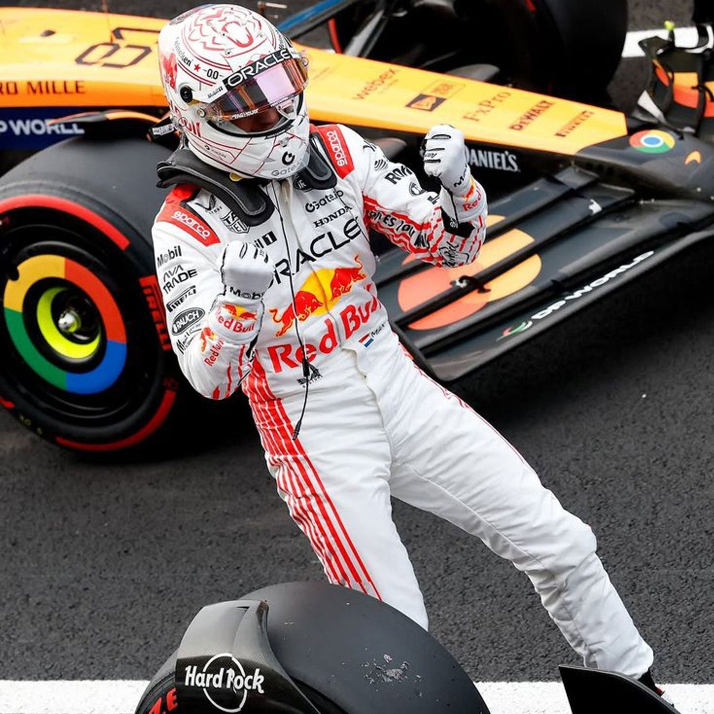 Max Verstappen F1 Race Red Bull Japanese GP Motorsport Suit Close-Up View