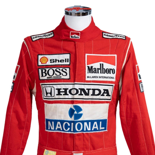 Ayrton Senna F1 Race Replica McLaren Driver Suit Close-up View