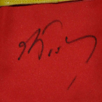 Red Alain Prost 1990 Ferrari F1 Replica Race Gloves in close-up detail, showing the palm grip pattern used in GP racing conditions