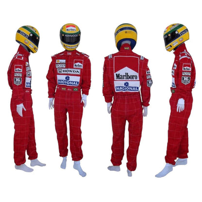 Ayrton Senna F1 Race McLaren United States GP Motorsport Suit Front, Back & Side Views