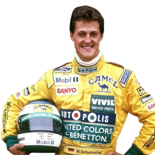 Michael Schumacher F1 Race Replica Benetton Ford Driver Suit Close Up View