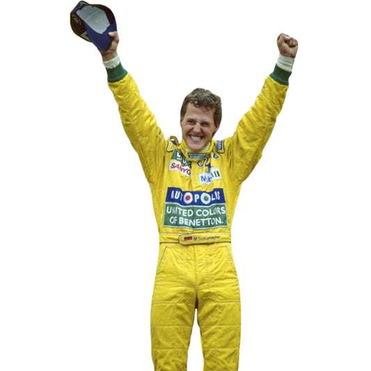 Michael Schumacher F1 Race Replica Benetton Ford Grand Prix Suit Close Up View