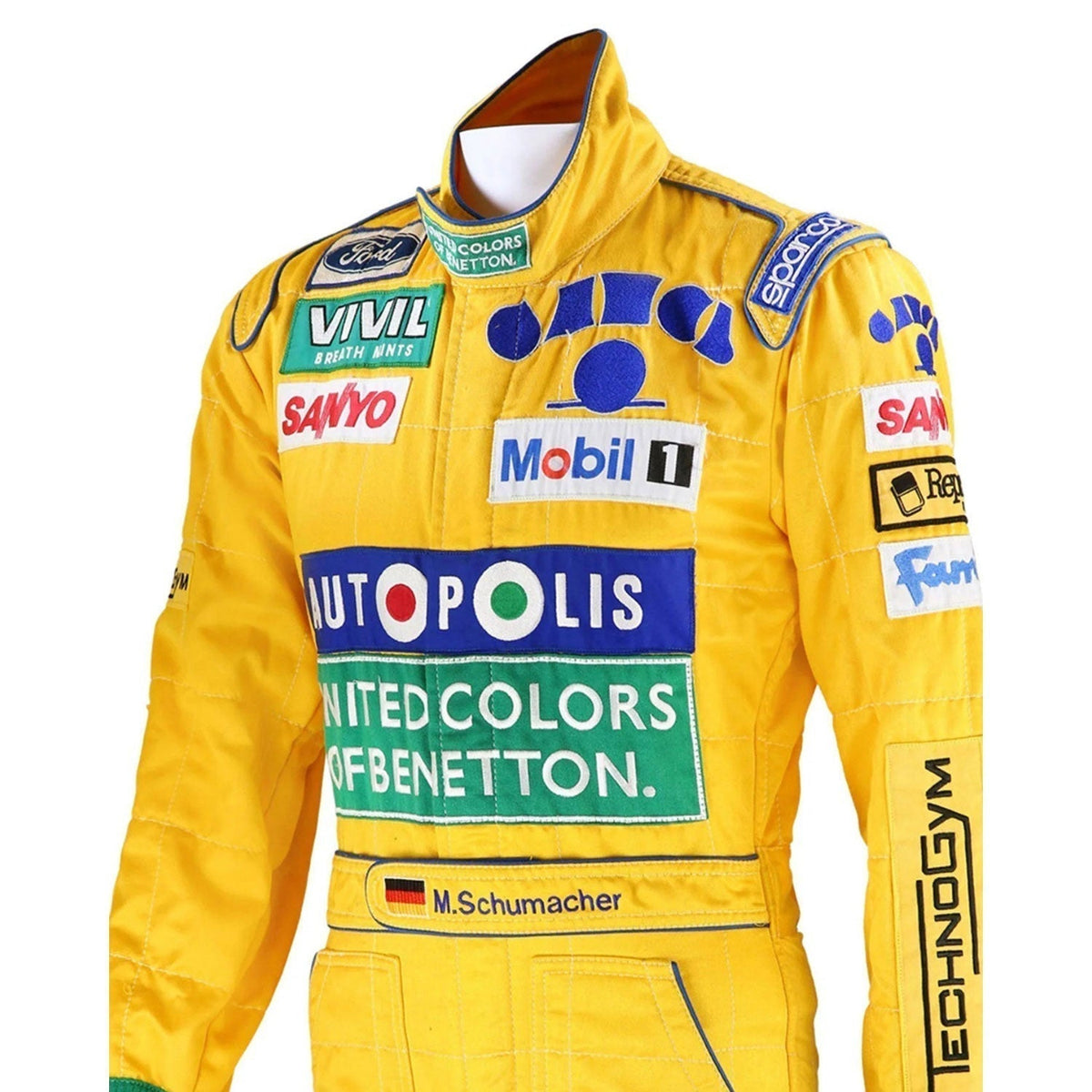 Michael Schumacher F1 Race Replica Benetton Ford Motorsport Suit Close Up View