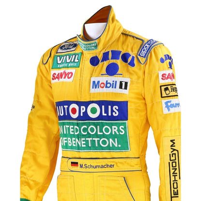 Michael Schumacher F1 Race Replica Benetton Ford Motorsport Suit Close Up View