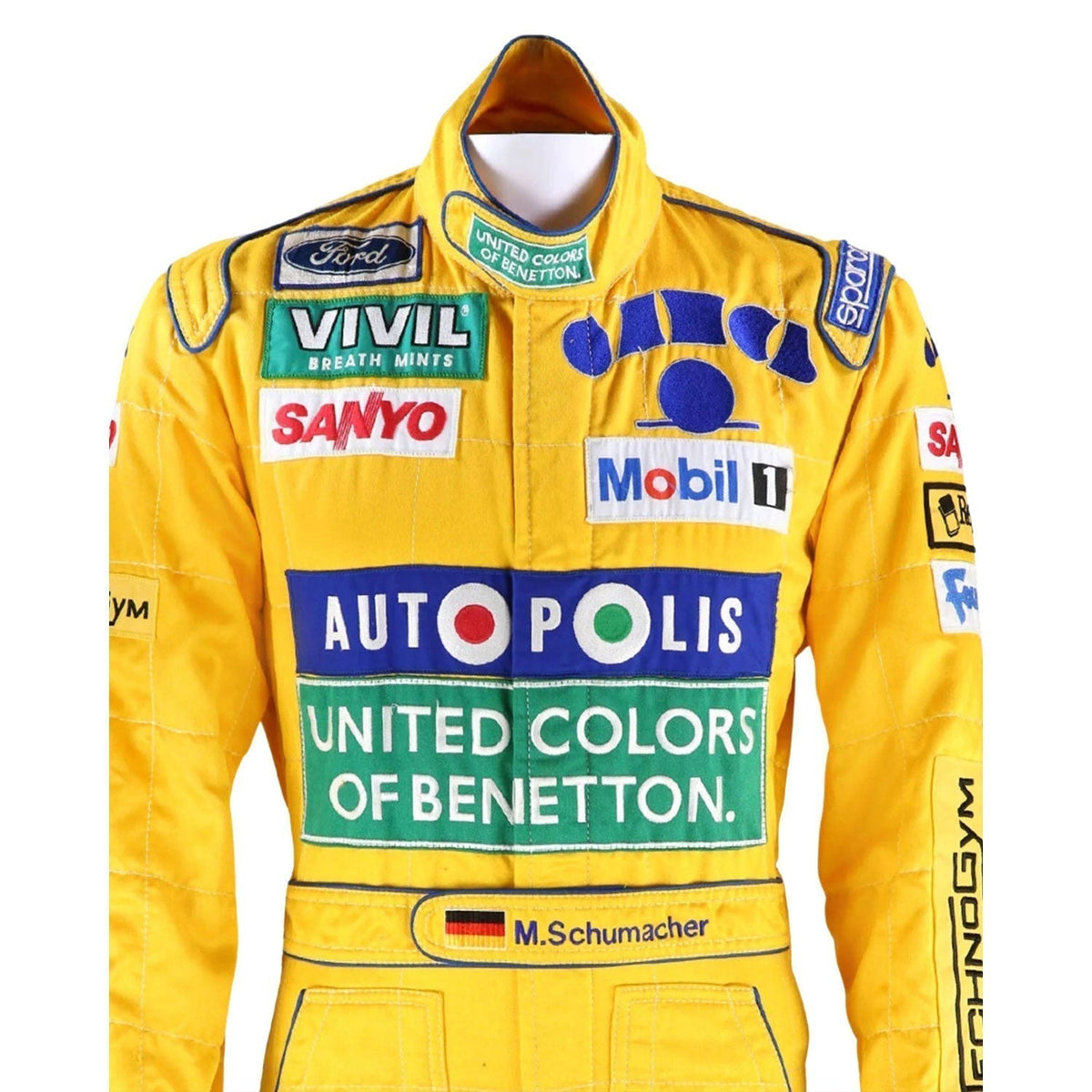 Michael Schumacher F1 Race Replica Benetton Ford Motorsport Suit Close Up View