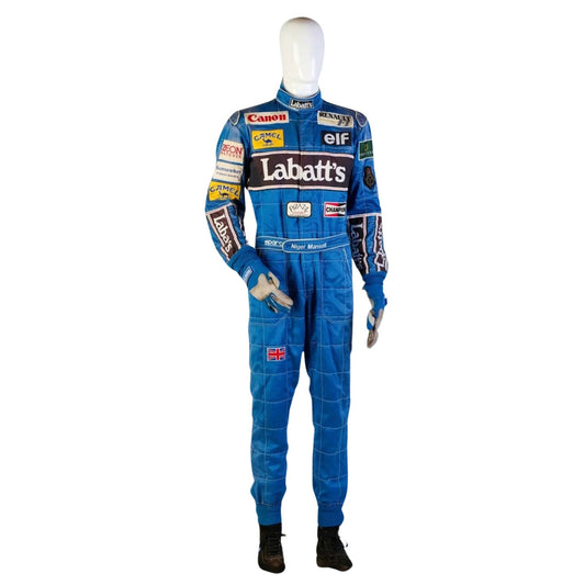 Nigel Mansell Blue F1 Race Replica Williams Motorsport Suit Front View