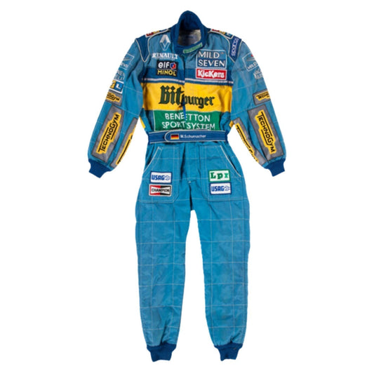Michael Schumacher F1 Race Replica BitBurger Benetton Grand Prix Suit Front View