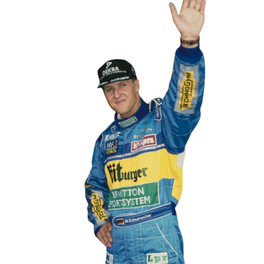Michael Schumacher F1 Race Replica BitBurger Benetton Motorsport Suit  Close-up View