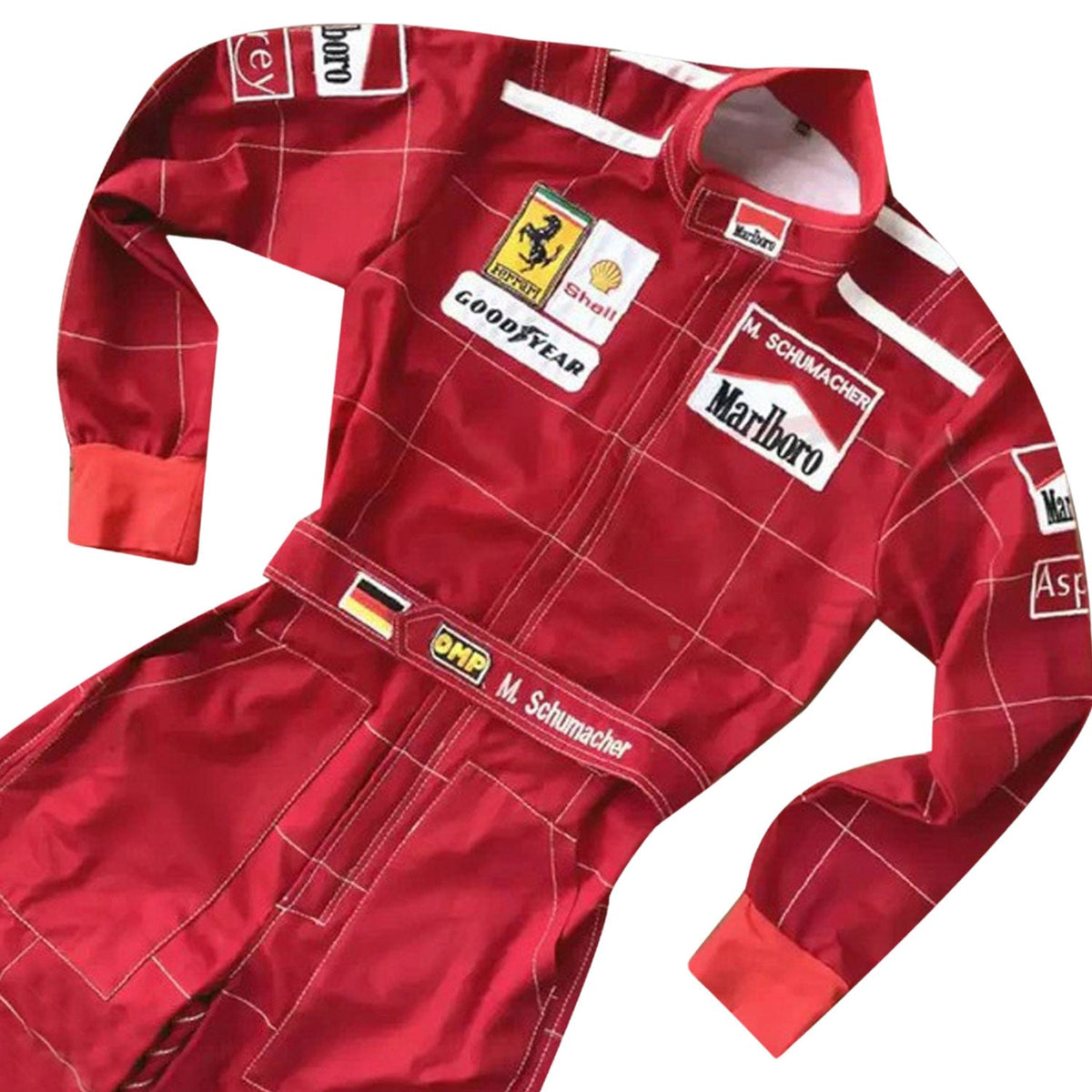 Michael Schumacher F1 Race Replica Ferrari Motorsport Suit Close-up View
