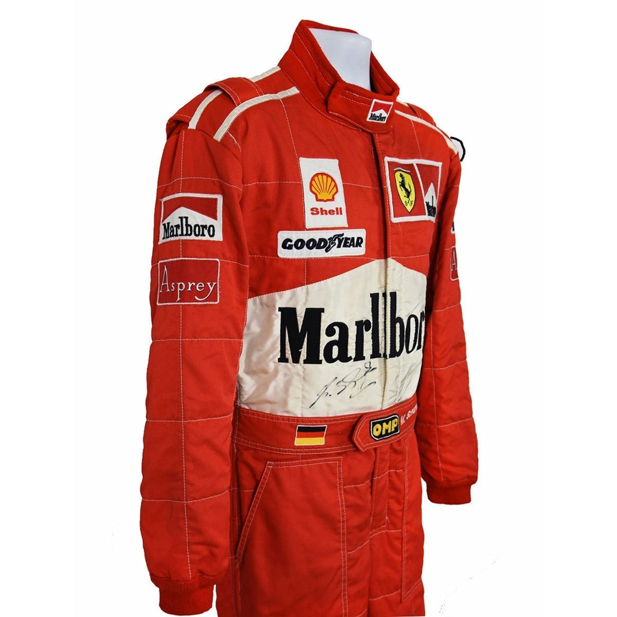 Michael Schumacher F1 Race Replica Ferrari Motorsport Suit Close-up View