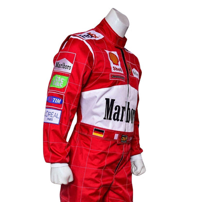 Michael Schumacher F1 Race Replica Ferrari Driver Suit Close-up View