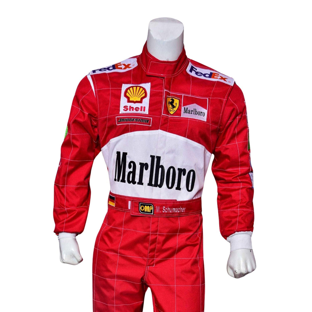 Michael Schumacher F1 Race Ferrari Belgian GP Grand Prix Suit  Close Up View 