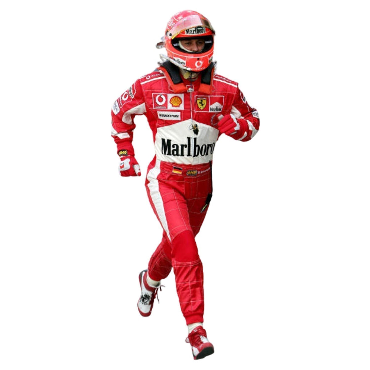 Michael Schumacher F1 Race Ferrari World Champion Grand Prix Suit Right Side View