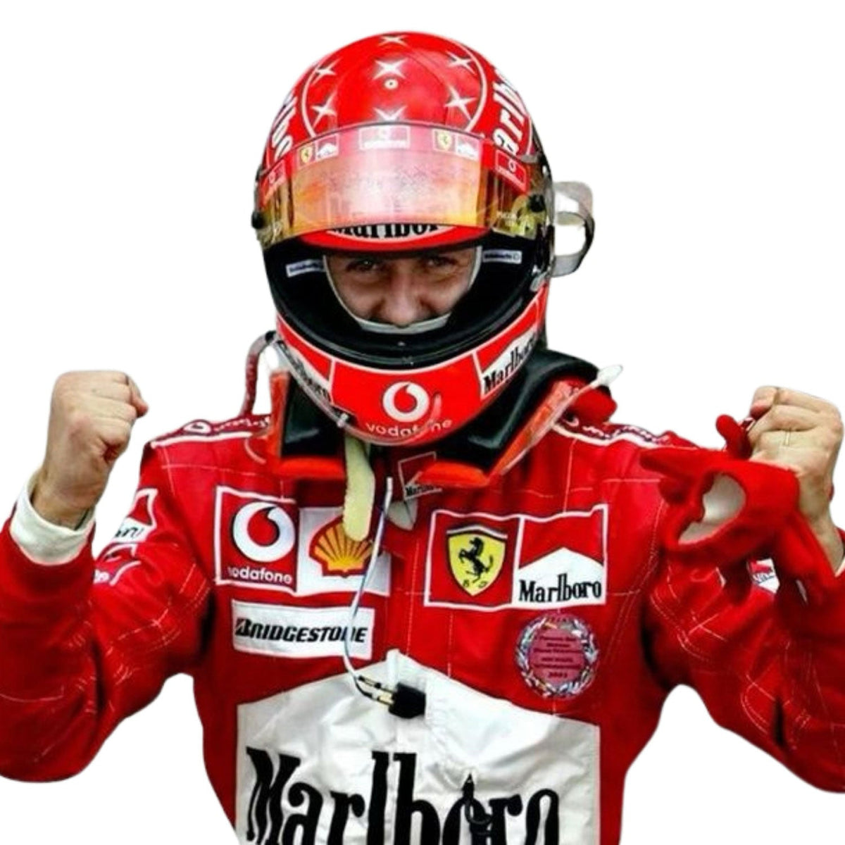Michael Schumacher F1 Race Ferrari World Champion Motorsport Suit  Close-up View