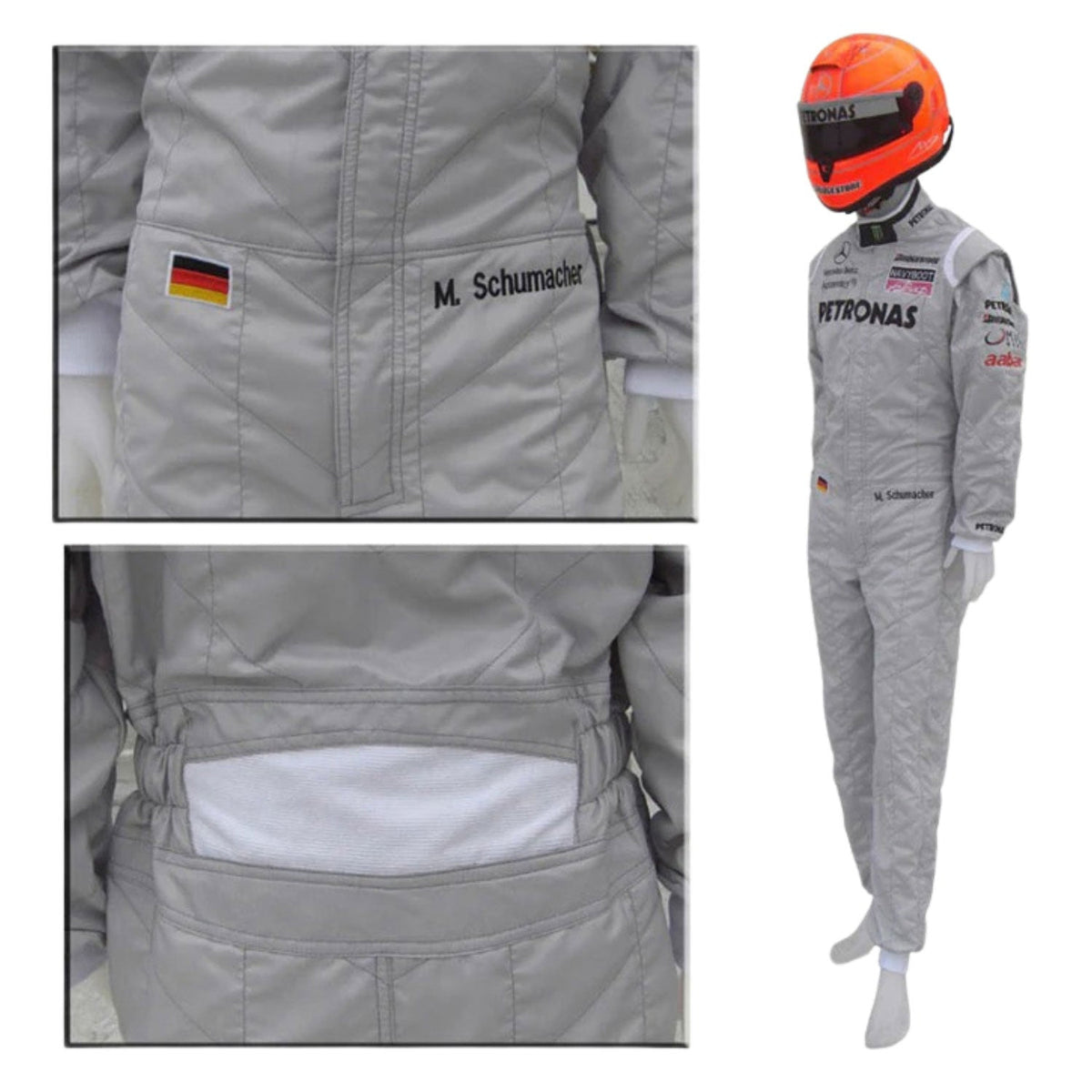 Michael Schumacher F1 Race Replica Mercedes Grand Prix Suit  Close Up & Left View