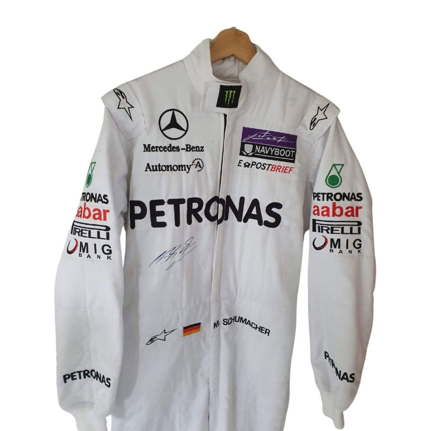 Michael Schumacher F1 Race Mercedes Driver Suit Full View