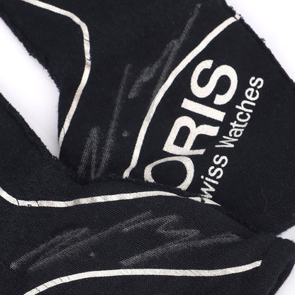 Black Valtteri Bottas 2015 Williams Martini F1 Race Gloves Replica in close-up detail, showing the palm grip pattern used in GP racing conditions