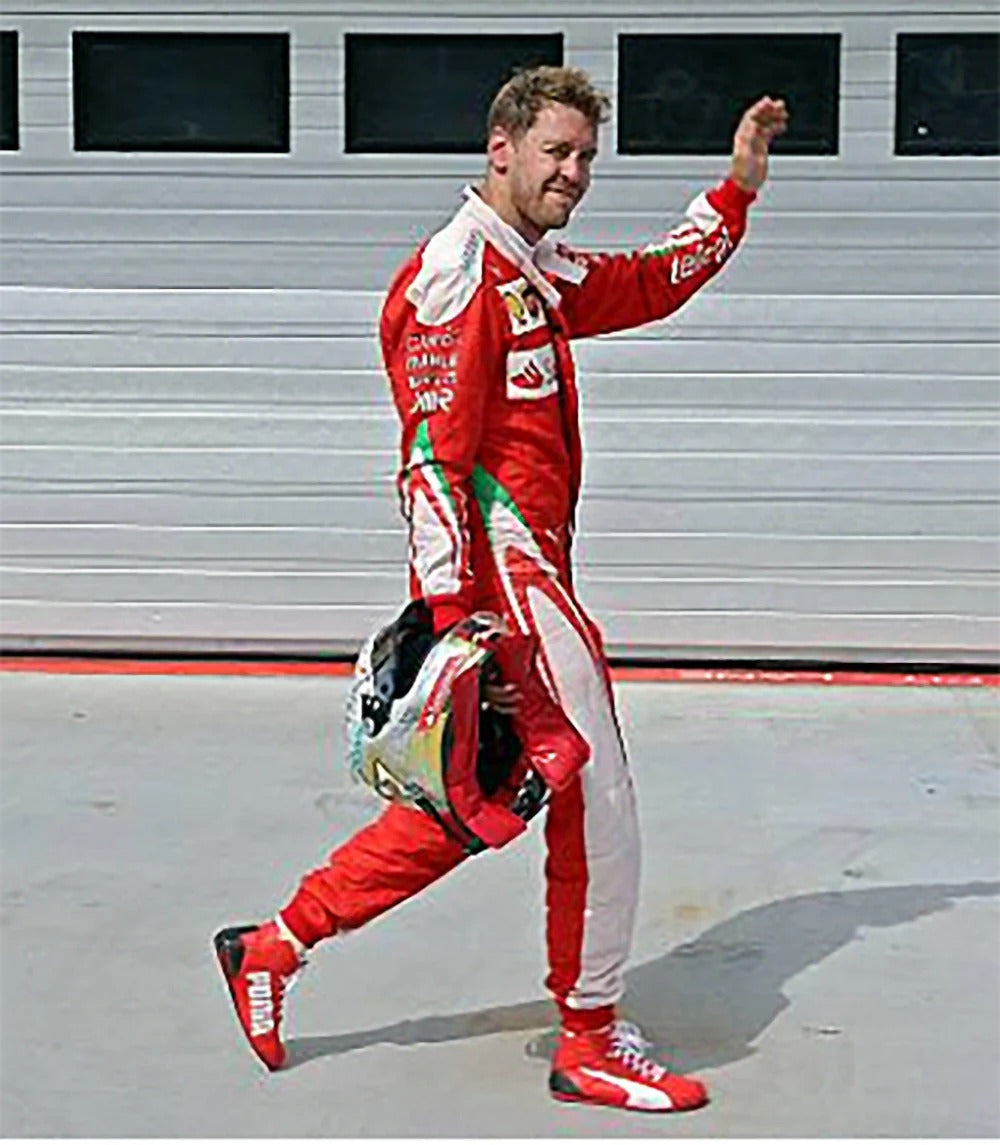 Sebastian Vettel 2016 season fan shoes, with logo-style graphics across the upper. Race day attire footwear that matches any racing jumpsuit.