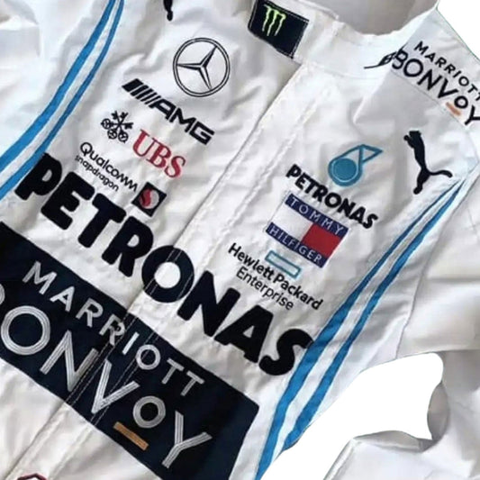 Lewis Hamilton F1 Race Replica Mercedes Driver Suit Close-Up View