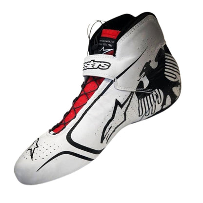 red and white fan footwear from the 2019 season, showing the heel detail and soft lining. A neat match for a printed race suit or fan attire.