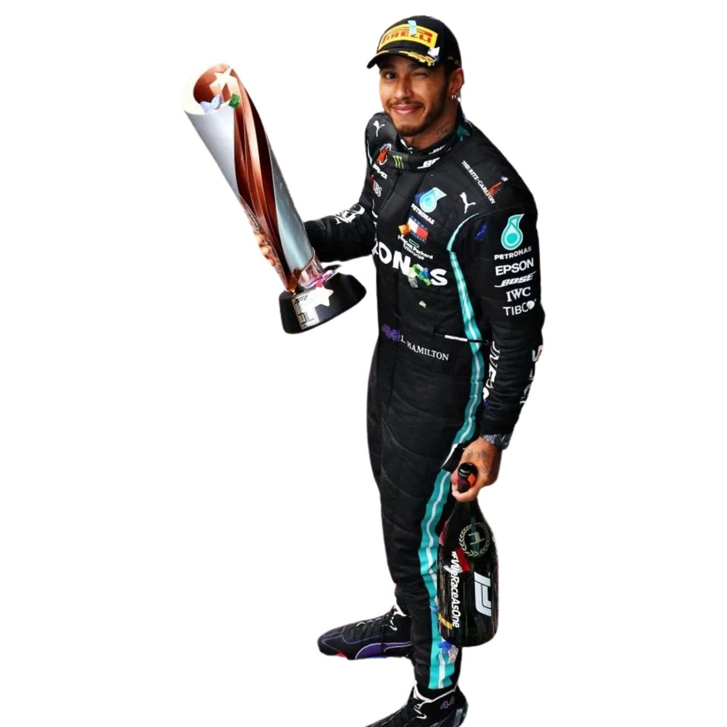 Lewis Hamilton F1 Race Mercedes Driver Suit Front View
