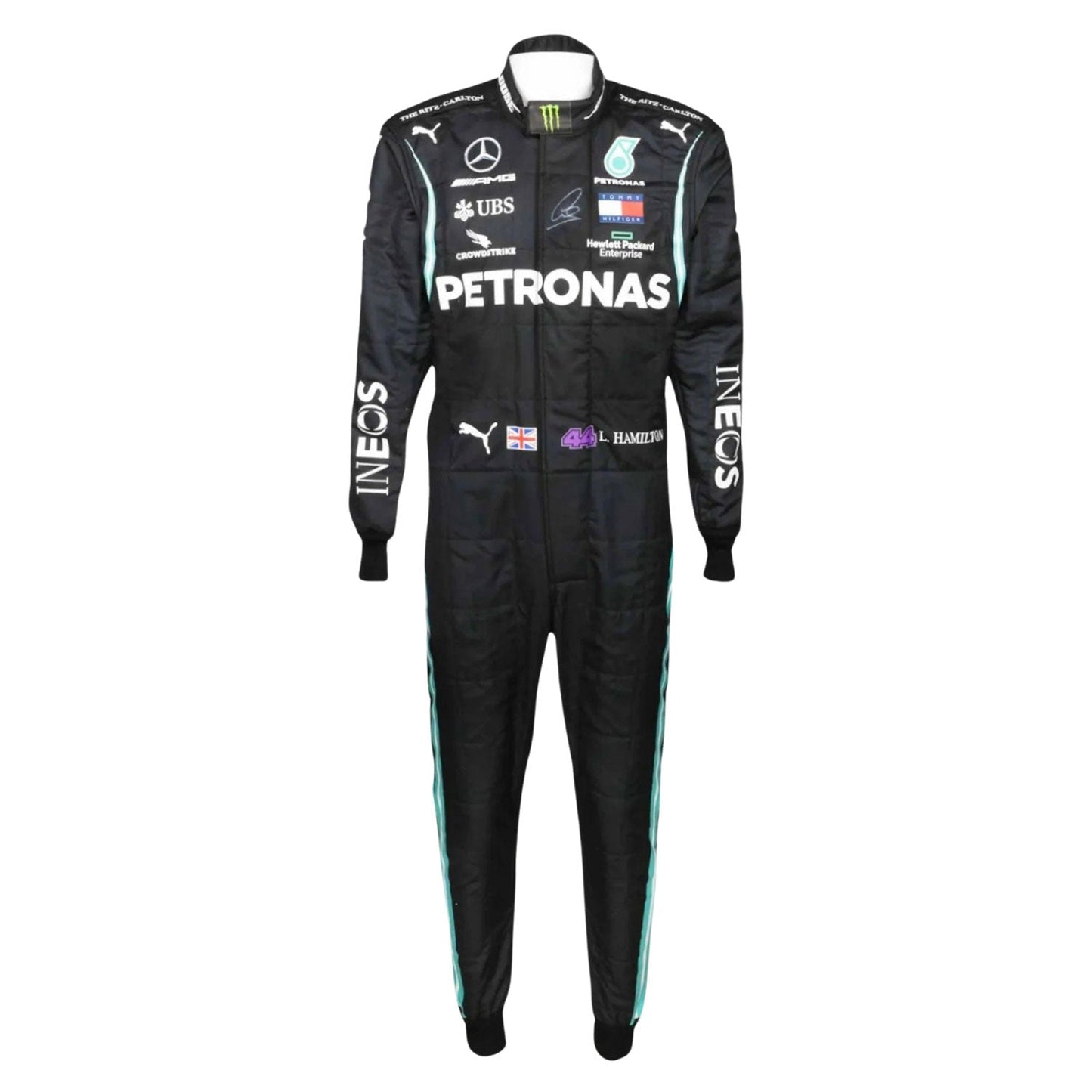 Lewis Hamilton F1 Race Mercedes Grand Prix Suit Back View