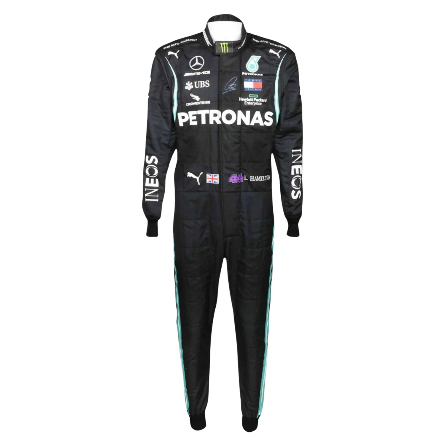 Lewis Hamilton F1 Race Mercedes Grand Prix Suit Back View
