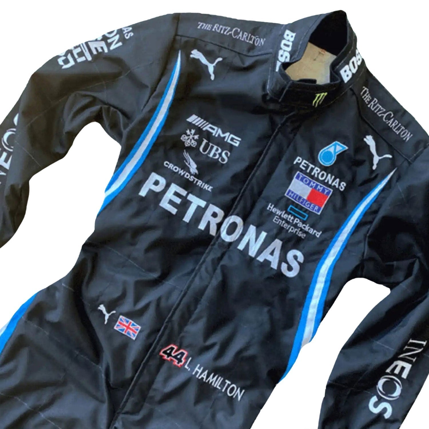Lewis Hamilton F1 Race Mercedes Motorsport Suit Side View
