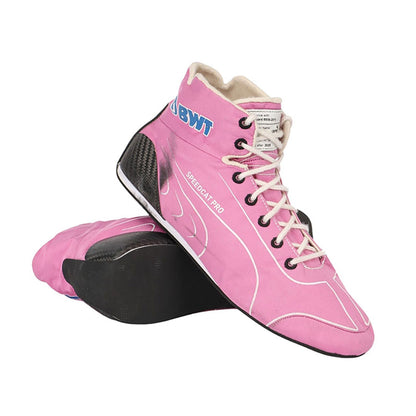 pink racing shoes for Lance Stroll supporters, with neat stitching and a sleek racing shape. Comfortable fan shoes for supporters, karters and collectors.
