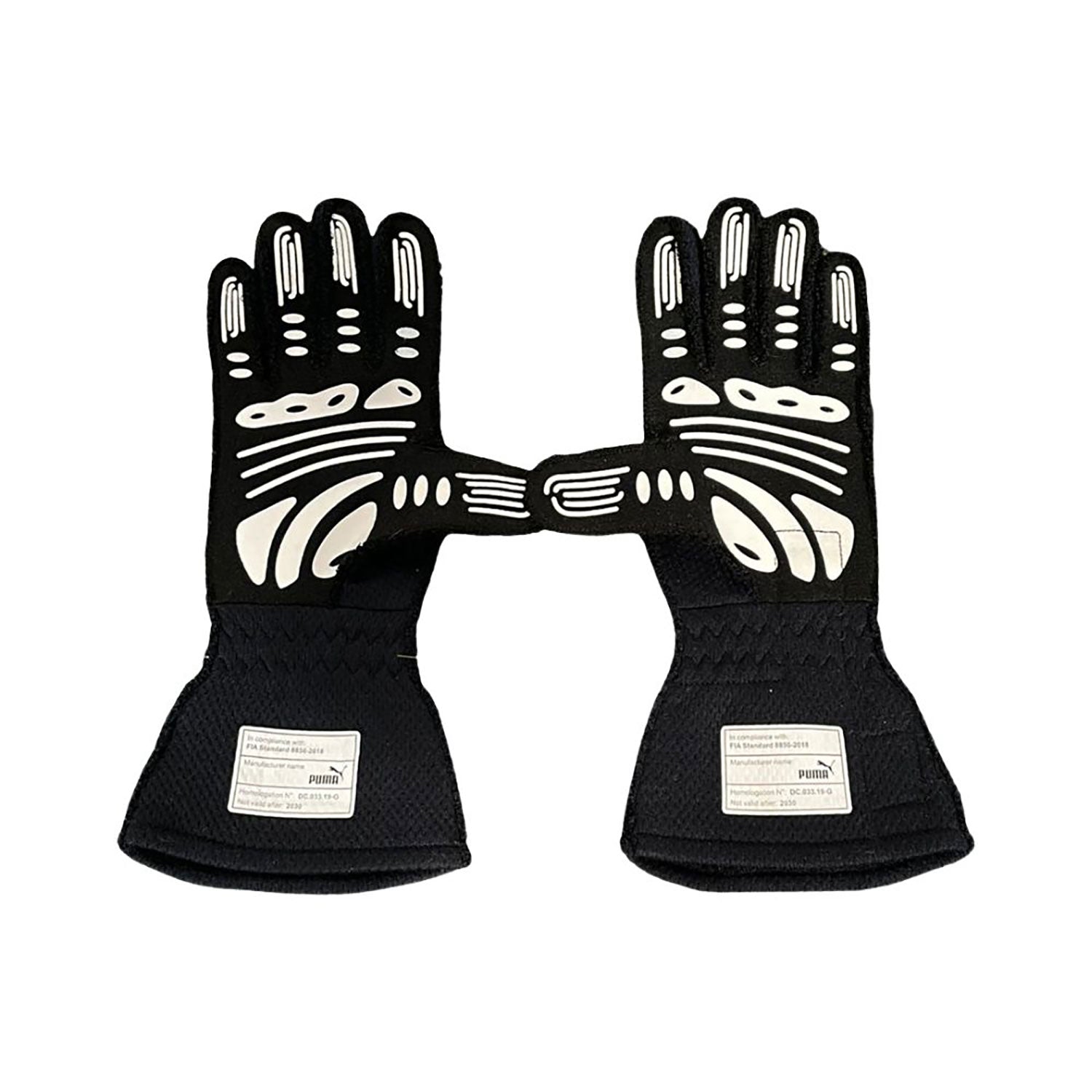 Blue Max Verstappen 2020 Red Bull F1 Race Gloves shown side-on, highlighting the wrist strap and grip texture for grand prix use