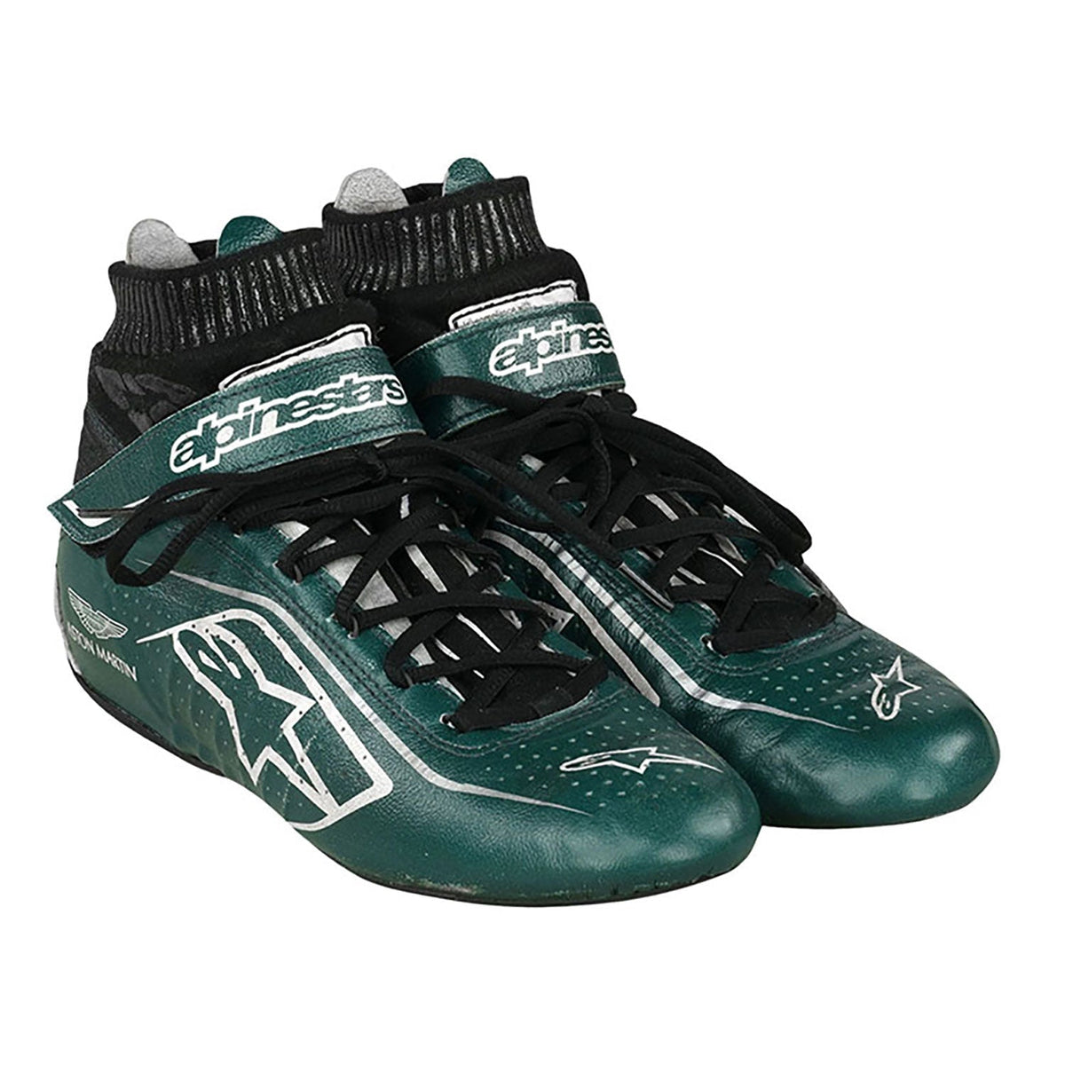 grey fan footwear from the 2021 season, with logo-style graphics across the upper. Race day attire footwear that matches any racing jumpsuit.