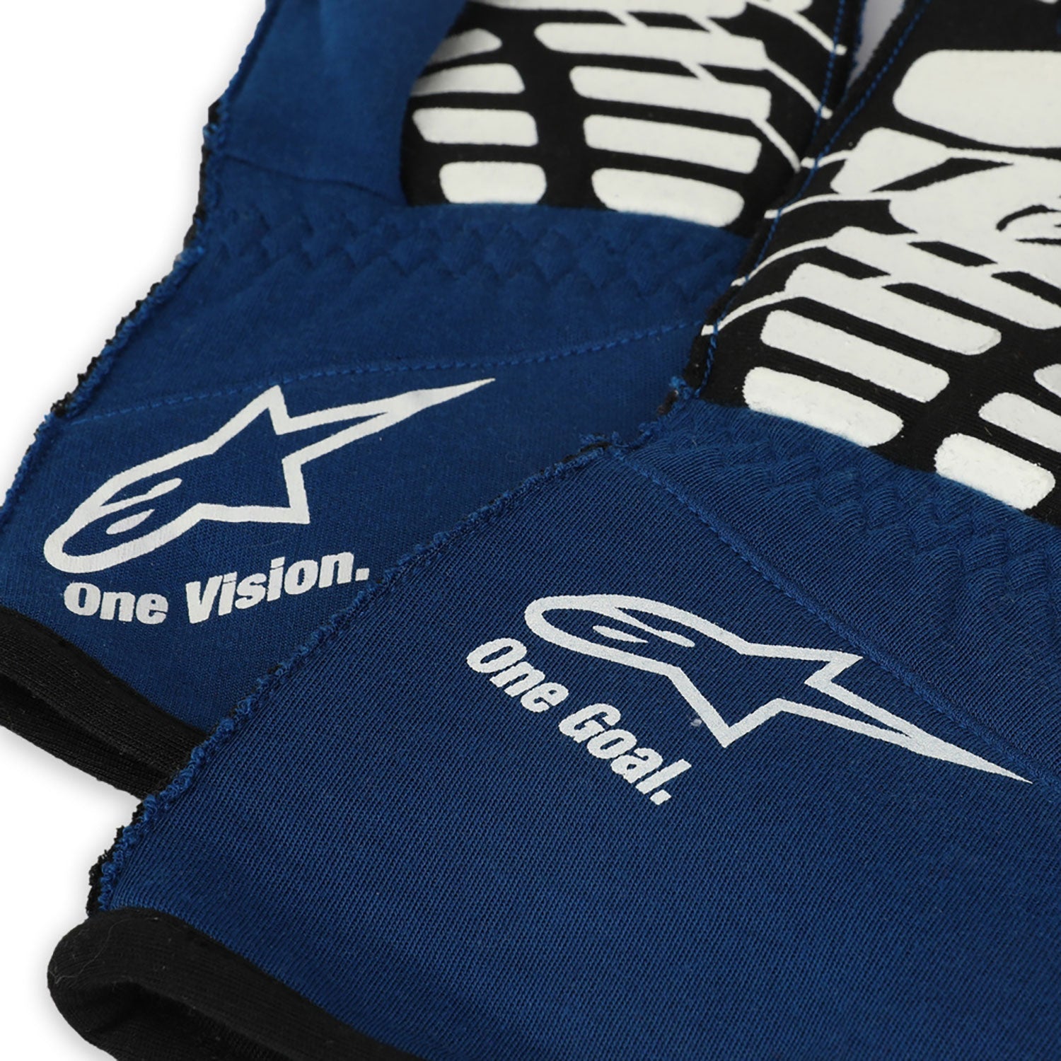 Blue Kevin Magnussen 2022 Haas F1 Race Gloves Replica in close-up detail, showing the palm grip pattern used in GP racing conditions