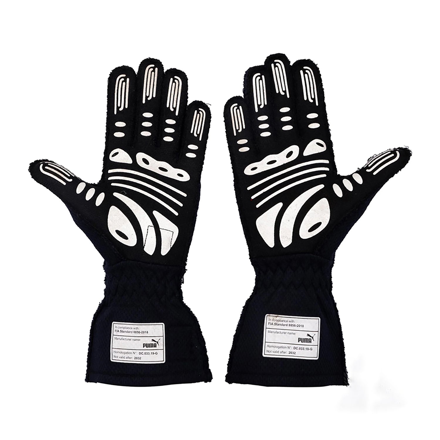 Black Max Verstappen 2022 Red Bull F1 Race Gloves shown side-on, highlighting the wrist strap and grip texture for grand prix use