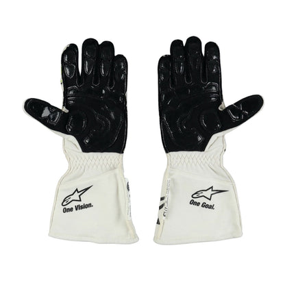 White Nyck de Vries 2022 Williams F1 Race Gloves shown side-on, highlighting the wrist strap and grip texture for grand prix use