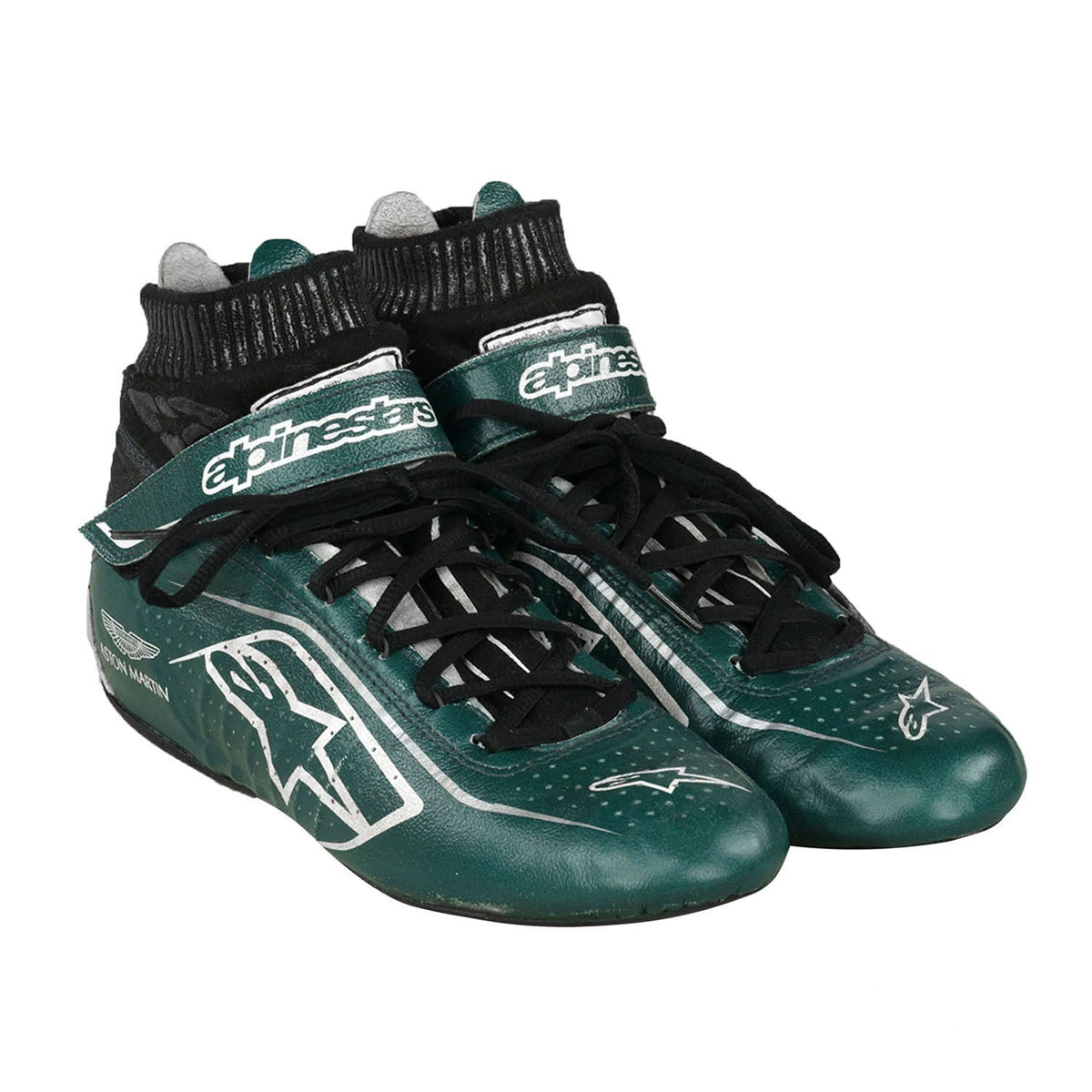 Sebastian Vettel printed race attire footwear, showing the heel detail and soft lining. Race day attire footwear that matches any racing jumpsuit.