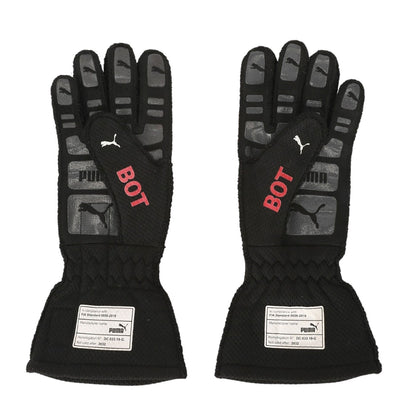 Black Valtteri Bottas 2022 Mercedes British GP F1 Race Gloves shown side-on, highlighting the wrist strap and grip texture for grand prix use